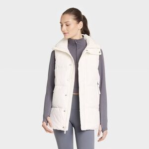 All In Motion Off White Long Puffer Vest - NWT szL